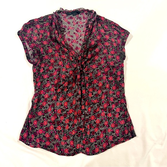 Express Floral Button Down Silk Blouse Medium Vintage Y2K Express Design Studio - Picture 6 of 7